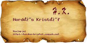 Hordós Kristóf névjegykártya