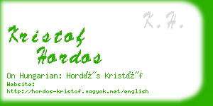 kristof hordos business card